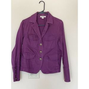 Coldwater Creek Womens Jacket Purple Buttons Flap Pockets Notch Neck Size 4-6